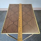 70s Tv Tray Set 4 Faux Wood Trellis Gold Brass Rolling Rack Mcm