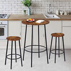 Round Pub Dining Set 3-piece Small Kitchen Table Set W counter Height Bar Stools