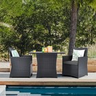 Wicker Patio Bistro Set 3 Piece  Outdoor Table And Chairs With Tempered Glass   