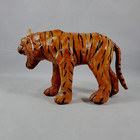 Vintage Leather Wrapped Tiger Figure Wild Jungle Cat King Of The Beasts Fortune