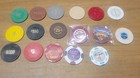 Vintage Collectible Casino Gaming Assorted Mixed Tokens   Chips Lot Of 17 As-is