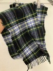 Tie Rack Lambswool Plaid Wool Scarf Blue Green Made In Scotland K4