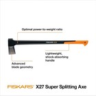 Fiskars X27 Super Splitting Axe 36   Forged Steel Blade  Shock Absorbing Handle