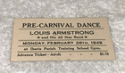 Louis Armstrong 1949 Rare Concert Ticket  Jazz Orchestra  Satchmo Louie Ephemera