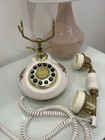 Porcelain French Style Phone Push Button Corded Home Telephone Retro Used 