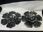 Metal Wall Decor     Silver Flower Set  2 Pieces      Modern Home D  cor- Black gray