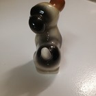 Small Dog Figurine Ceramic Brown Black Cute Puppy Japan