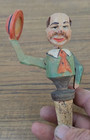 Vintage Anri Mechanical Hat Tipping Head Bowing Wine Bottle Stopper Cork