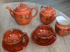 Japanese Kutani Eirak Dragon Ware Tea Set Gold Orange 9 Pc Antique Vtg Gorgeous