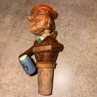 Vintage German Wood Mechanical Man Wine Stopper Hand Carved
