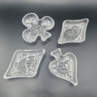 4 Rare Gorgeous Vintage Small Playing Cards Game Symbols Poker Crystal Ashtrays 