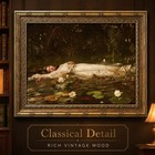 Vintage Gold Framed Ophelia Wall Art  Romantic Victorian Gothic Oil Painting Can