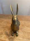 Vintage Solid Brass Bunny Rabbit Figurine Easter Hand Forged Patina 5 5 