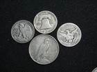 U s  Silver Coin Lot - 4 Coins - Peace Dollar  Barber  Walker    Franklin 50c