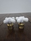 Vtg Porcelain Hot And Cold Bathroom Knobs Brass Ends