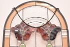 Vintage Stained Glass Window Panel Hanging Arched 23  By 13 5 