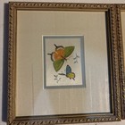 2pc Vintage Original Asian Silk Paintings Art Butterflies Framed 