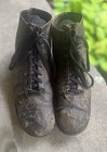 1920   s Antique Football Cleats Vintage Old Leather Stacked Hightop Boots