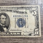 1934 Series A  5 Bill Silver Certificate Blue Seal Vintage Us Note Circulated