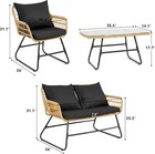 4 Piece Patio Furniture Set  Wicker Outdoor Bistro Set All Weather Patio Set