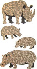 Bulk Roll Prismatic Stickers  Rhino  Hippo And Babies  50 Repeats 