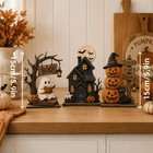 3pcs Vintage Halloween Light Paint Tabletop D  cor Ghost Pumpkin Haunted House Us
