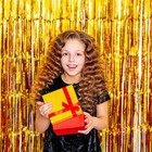 2 Pack Gold Backdrop Birthday Decorations Foil Curtain Backdrop Gold