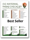 Laminated Us National Park List - 63 Parks Checklist Double Sided With Color Map
