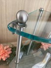 Bathroom Shower Glass Corner Shelf 3 Tier Chrome Thick Glass 14    Tall 8    Deep