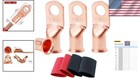 4pcs 1 0 Awg Copper Battery Lugs With 3 8 Inch Ring Terminals   10 Heat Shrinks