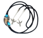 Bolo Tie - Sterling Silver - Turquoise - Winged Eagle Kachina Dangles - Vintage