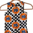 Hand Made Union 76 Gas Logo Checkered Flag Little Kids Romper 