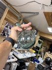 Early 19th C  Hand - Blown Aqua Onion Bottle - Rough Pontil - Ribbed Neck