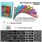 9 Pcs 9 Color Temporary Tattoo Kit  With 5 Page Total 85 Tattoo Stencils Stic   