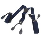 1 Pc Button Holes Link Navy Blue Color Men s Elastic Suspenders Unisex Braces