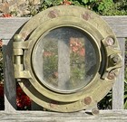 Vintage Wwi Brass bronze Ship s Yacht Porthole Heavy Nautical Marine Boat Window