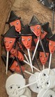 Large Lot Of Vintage Halloween Items   Cake Toppers  Plastic Toys  Candy Holder