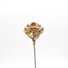 Antique Bright Brass Hatpin With Large Faceted Gold Stone Hat Pin