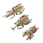 3pcs Antique Bronze Beetle Mini Statue Small Table Decoration Vintage Copper