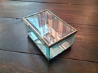 Vintage Cut Glass Hinged Jewelry Trinket Dresser Box Etched Floral 4x6 Inch