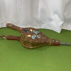 Vintage 19 Inch Norwegian Fireplace Bellow Handpainted Wood Leather Metal Works 