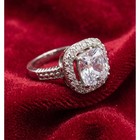 Vintage 1990s Cushion Halo Engagement Ring  3  Carat Faux Diamond  Non-magnetic