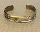 Mcm Vintage Signed Laton Taxco Mexico 925 Sterling Silver Cuff Bracelet 2-tone