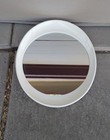 Vintage Space Age Mid Century Modern Pop Art White Plastic Oval Wall Mirror