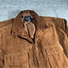 Gap Leather Jacket Mens Xxl Brown Suede Shacket Blazer Button Up Vintage