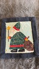 Primitive Hand Hooked Santa Christmas Rug Chair Wall Art Folk Art 10x9   