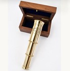 Personalized Pirate Brass Telescope 6  Handheld Vintage Spyglass With Wooden Box