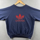 Vintage Adidas Sweatshirt Mens Large Trefoil Pullover Raglan Embroidered 80s