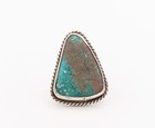 925 Sterling Silver Vintage Ring Navajo Rope Carved Turquoise  Sz 11  Rg28435