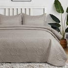 3 Piece Embossed Quilted Bedspread Bedding Set  Reversible Coverlet Bed Throw